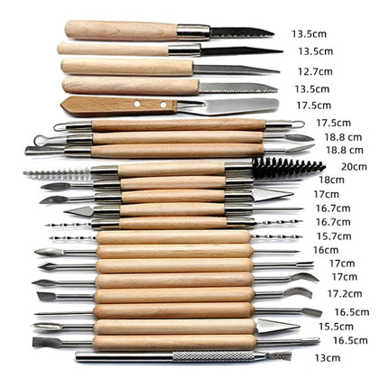 30 In 1 Wooden Pottery Clay Tools Multi-Function Clay Sculpture Tools-garmade.com