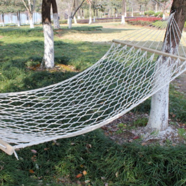 Outdoor Mesh Hammock Cotton Thread Solid Wood Stick Hammock Indoor Swing, Size: 200x80cm-garmade.com