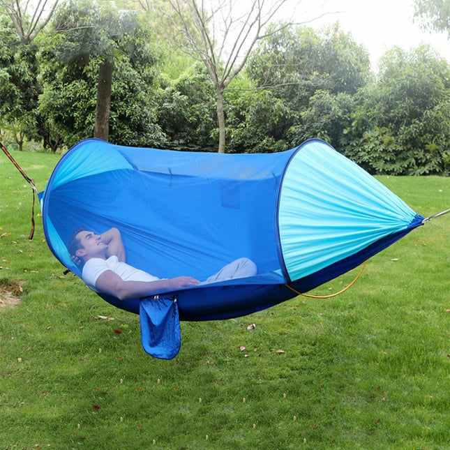 Anti-Rollover Automatic Quick-Opening Mosquito Net Hammock Outdoor Camping Double Anti-Mosquito Hammock, Size: 290x140cm(Blue)-garmade.com