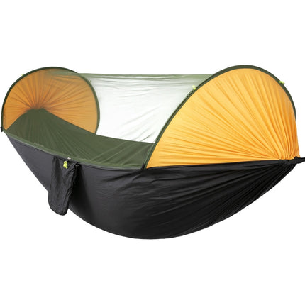 Anti-Rollover Automatic Quick-Opening Mosquito Net Hammock Outdoor Camping Double Anti-Mosquito Hammock, Size: 290x140cm(Yellow Black)-garmade.com