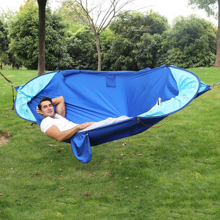 Anti-Rollover Automatic Quick-Opening Mosquito Net Hammock Outdoor Camping Double Anti-Mosquito Hammock, Size: 290x140cm(Yellow Black)-garmade.com