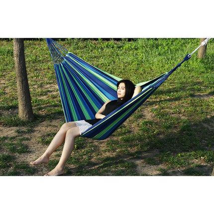 Thick Canvas Hammock Field Rollover Prevention Outdoor Hammock Swing 260x80 With Stick (Red Stripe)-garmade.com