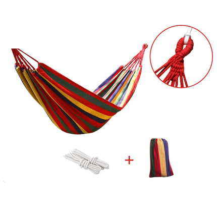 Thick Canvas Hammock Field Rollover Prevention Outdoor Hammock Swing 260x150 With Stick (Blue Stripes)-garmade.com