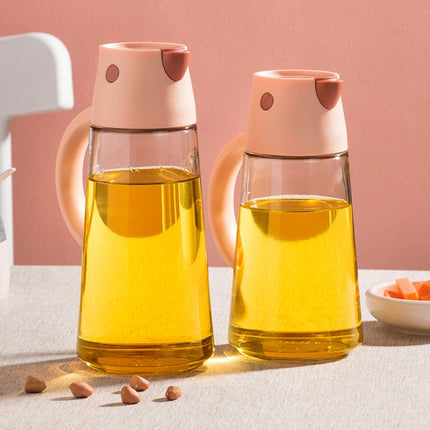 Kitchen Automatic Opening And Closing Oil Can Leak-Proof Seasoning Bottle With Lid, Capacity: 550ml (Pink)-garmade.com