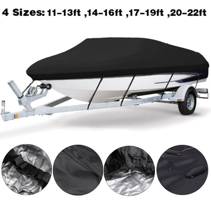 210D Waterproof Boat Cover Speedboat Towed Fishing V-Shaped Boat Cover Rain And Sun Protection Cover, Specification: 17-19FT 600x310cm-garmade.com