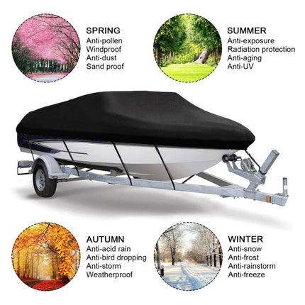 210D Waterproof Boat Cover Speedboat Towed Fishing V-Shaped Boat Cover Rain And Sun Protection Cover, Specification: 20-22FT 700x320cm-garmade.com