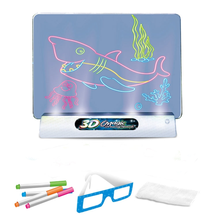 3D Fluorescent Drawing Board Magic Luminous Three-Dimensional Writing Board Graffiti Board Lighting Puzzle Children Drawing Board,Style: Medium Drawing Board (Dinosaur Version)-garmade.com