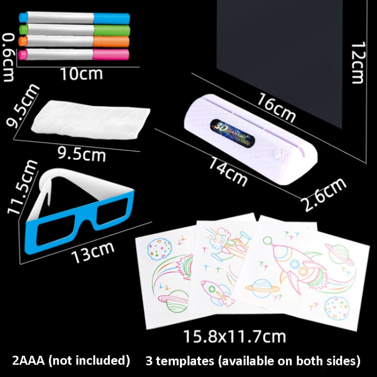 3D Fluorescent Drawing Board Magic Luminous Three-Dimensional Writing Board Graffiti Board Lighting Puzzle Children Drawing Board,Style: Medium Drawing Board (Dinosaur Version)-garmade.com
