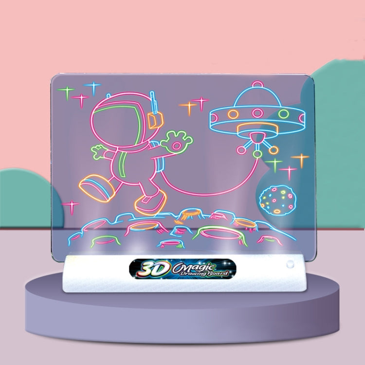 3D Fluorescent Drawing Board Magic Luminous Three-Dimensional Writing Board Graffiti Board Lighting Puzzle Children Drawing Board,Style: Medium Drawing Board (Dinosaur Version)-garmade.com