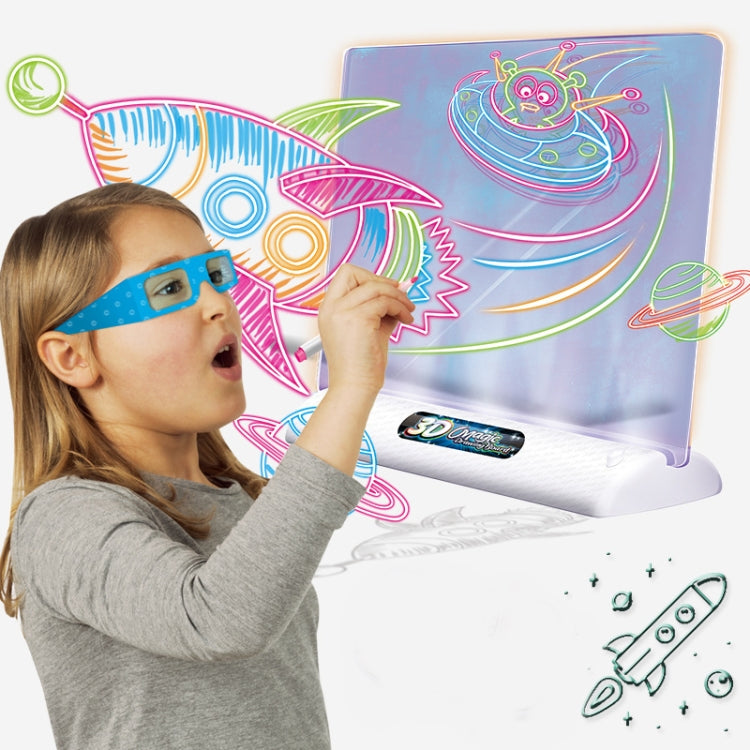 3D Fluorescent Drawing Board Magic Luminous Three-Dimensional Writing Board Graffiti Board Lighting Puzzle Children Drawing Board,Style: Medium Drawing Board (Dinosaur Version)-garmade.com