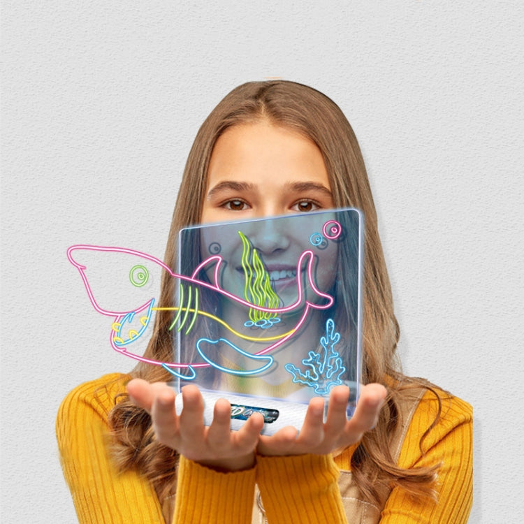 3D Fluorescent Drawing Board Magic Luminous Three-Dimensional Writing Board Graffiti Board Lighting Puzzle Children Drawing Board,Style: Medium Drawing Board (Dinosaur Version)-garmade.com