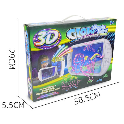 3D Fluorescent Drawing Board Magic Luminous Three-Dimensional Writing Board Graffiti Board Lighting Puzzle Children Drawing Board,Style: YM163(Dinosaur Version)-garmade.com