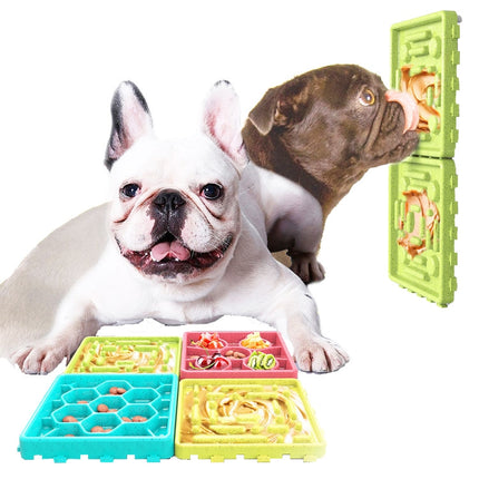 4pcs /Set Red and Blue With Green Dog Choking Prevention Slow Food Bowl Licking Combo Plate-garmade.com