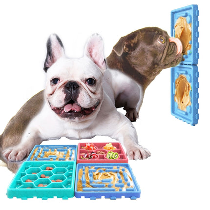 4pcs /Set Red and Blue With Blue Dog Choking Prevention Slow Food Bowl Licking Combo Plate-garmade.com