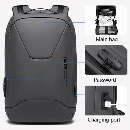 BANGE BG-22188 Fashion Business Anti-Theft Backpack Backpack with External USB Charging Port(Gray)-garmade.com