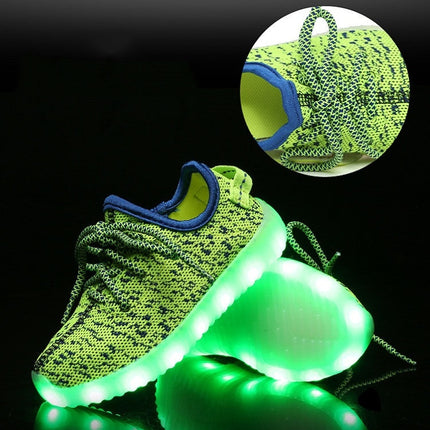 Low-Cut LED Colorful Fluorescent USB Charging Lace-Up Luminous Shoes For Children, Size: 34(Pink)-garmade.com