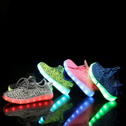Low-Cut LED Colorful Fluorescent USB Charging Lace-Up Luminous Shoes For Children, Size: 36(Pink)-garmade.com
