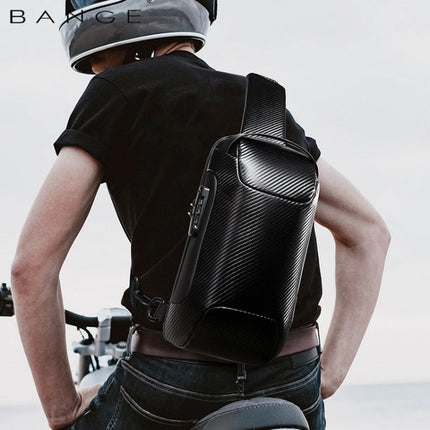 BANGE Men Fashion Chest Bag Carbon Brazing Dimensional Waterproof Messenger Bag(Golden)-garmade.com