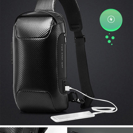 BANGE Men Fashion Chest Bag Carbon Brazing Dimensional Waterproof Messenger Bag(Golden)-garmade.com