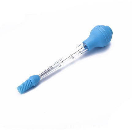 Silicone Turkey Seasoning Pump Barbecue Tool Dripping Seasoning Tube With Cleaning Brush(Blue)-garmade.com