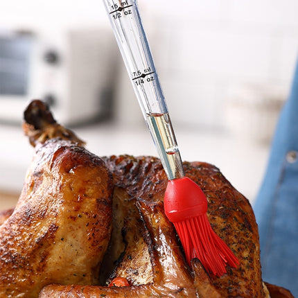 Silicone Turkey Seasoning Pump Barbecue Tool Dripping Seasoning Tube With Cleaning Brush(Red)-garmade.com