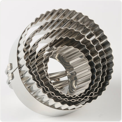 5 in 1 Stainless Steel Circular Wave Pattern Biscuit Cutter Set With Handle Fondant Tool Diameter: 8.5/7.5/6.3/5.3/4.3cm-garmade.com