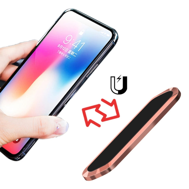 F601 4 PCS One Word Long Magnet Car Bracket Car Navigation Lazy Magnetic Metal Bracket(Rounded Gold)-garmade.com