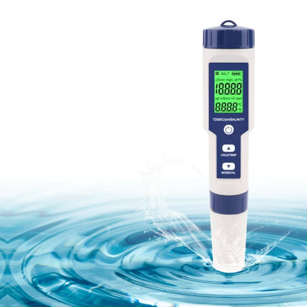 EZ-9909 PH/Salinity/Temperature/TDS/EC 5-in-1 Test Pen Multifunctional Water Quality Detector-garmade.com