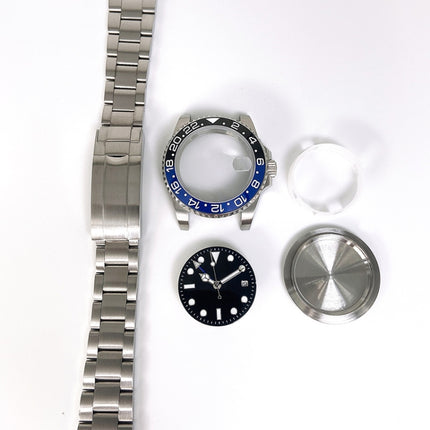 For ETA2836/Pearl 3804 Movement 867 GMT Watch Accessories 40MM Stainless Steel Case(Black Blue)-garmade.com