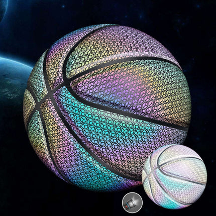 MILACHIC Number 7 Holographic Reflective Basketball Visible at Night Rainbow Star Basketball(Neon Red Lingge 6705)-garmade.com