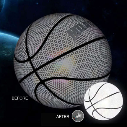 MILACHIC Number 7 Holographic Reflective Basketball Visible at Night Rainbow Star Basketball(Pretty Moon White Square 6722)-garmade.com