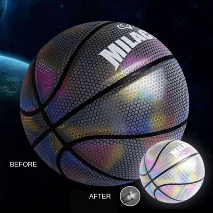 MILACHIC Number 7 Holographic Reflective Basketball Visible at Night Rainbow Star Basketball(Neon Square 6725)-garmade.com