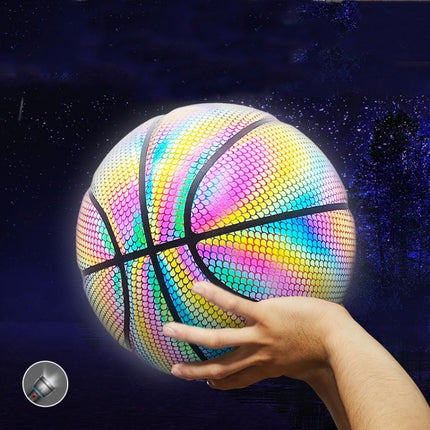 MILACHIC Number 7 Holographic Reflective Basketball Visible at Night Rainbow Star Basketball(White Lingge 6726)-garmade.com
