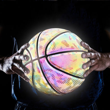 MILACHIC Number 7 Holographic Reflective Basketball Visible at Night Rainbow Star Basketball(Pretty Moon White Square 6722)-garmade.com