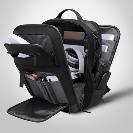 BANGE BG-G61 Men Large Capacity Business Shoulders Bag Oxford Cloth Waterproof Travel Computer Backpack(Black)-garmade.com