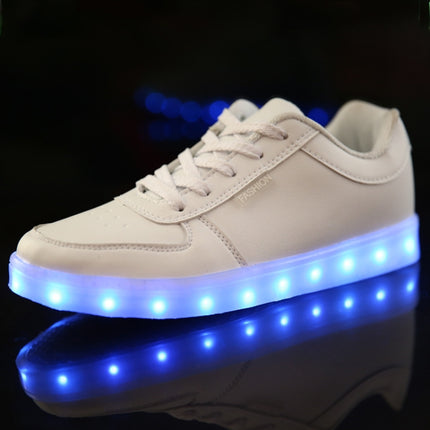 Children Luminous Low-Cut Shoes USB Charging LED Luminous Shoes, Size: 25(White)-garmade.com