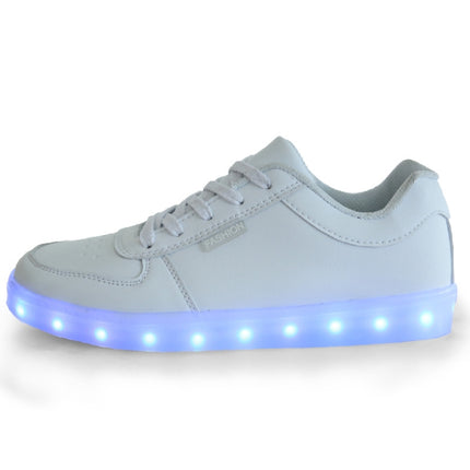 Children Luminous Low-Cut Shoes USB Charging LED Luminous Shoes, Size: 26(White)-garmade.com