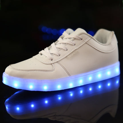Children Luminous Low-Cut Shoes USB Charging LED Luminous Shoes, Size: 30(White)-garmade.com