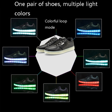 Children Luminous Low-Cut Shoes USB Charging LED Luminous Shoes, Size: 35(Black)-garmade.com