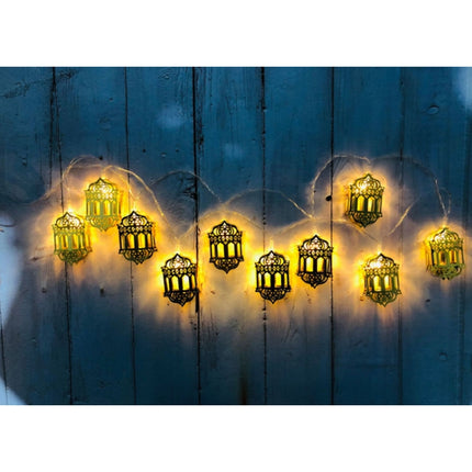 1.65m 10 LEDs Eid Al-Fitr Festival Iron Art String Lights Ramadan LED Decoration Pendant(Warm White Light)-garmade.com