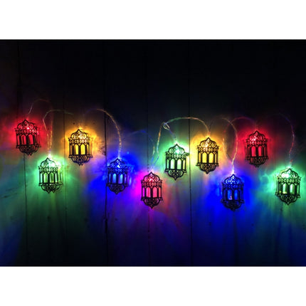 1.65m 10 LEDs Eid Al-Fitr Festival Iron Art String Lights Ramadan LED Decoration Pendant(Colorful Light)-garmade.com