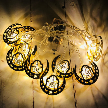 1.65m 10 LEDs Eid Al-Fitr LED Star and Moon String Lights Ramadan Festival Decoration Lamps(Warm White Light)-garmade.com
