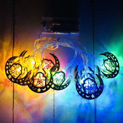 1.65m 10 LEDs Eid Al-Fitr LED Star and Moon String Lights Ramadan Festival Decoration Lamps(Colorful Light)-garmade.com
