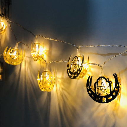 1.65m 10 LEDs Eid Al-Fitr LED Star and Moon String Lights Ramadan Festival Decoration Lamps(Warm White Light)-garmade.com