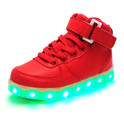 Children LED Luminous Shoes Rechargeable Sports Shoes, Size: 25(Red)-garmade.com