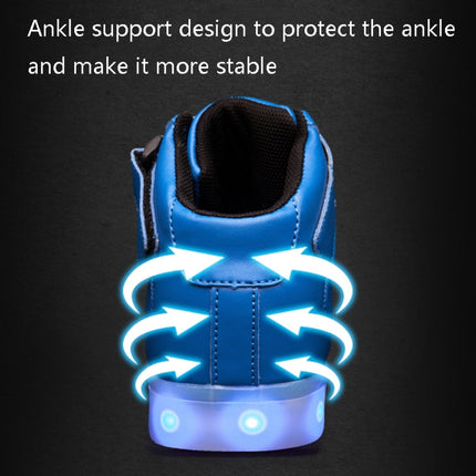 Children LED Luminous Shoes Rechargeable Sports Shoes, Size: 25(Mirror Black)-garmade.com