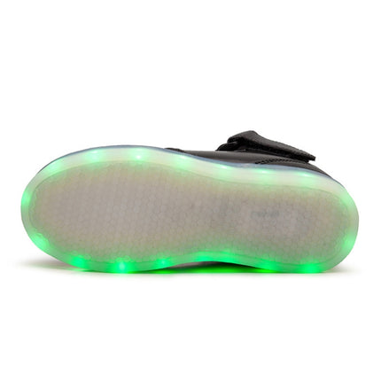 Children LED Luminous Shoes Rechargeable Sports Shoes, Size: 26(Mirror Black)-garmade.com