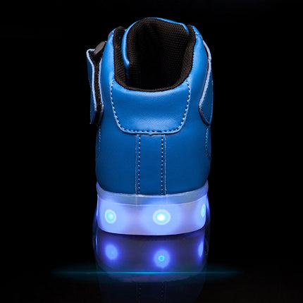 Children LED Luminous Shoes Rechargeable Sports Shoes, Size: 28(Mirror Black)-garmade.com