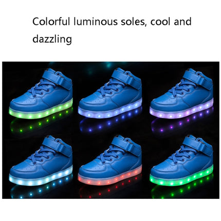 Children LED Luminous Shoes Rechargeable Sports Shoes, Size: 28(Mirror Black)-garmade.com