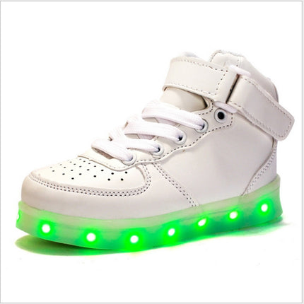 Children LED Luminous Shoes Rechargeable Sports Shoes, Size: 32(White)-garmade.com